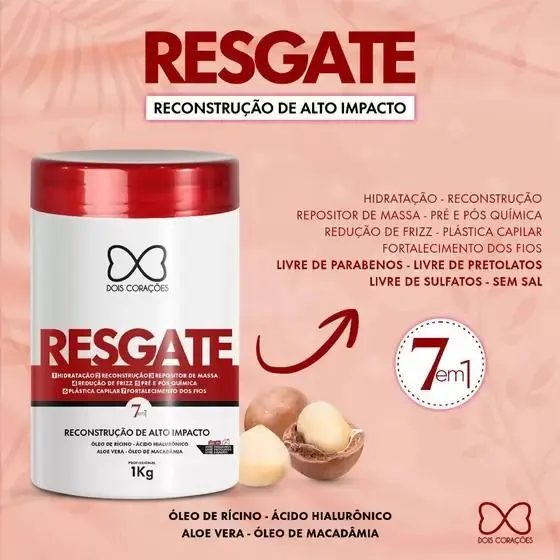 Máscara Dois Corações Resgate Reconstrução de Alto Impacto 1kg – ROFER